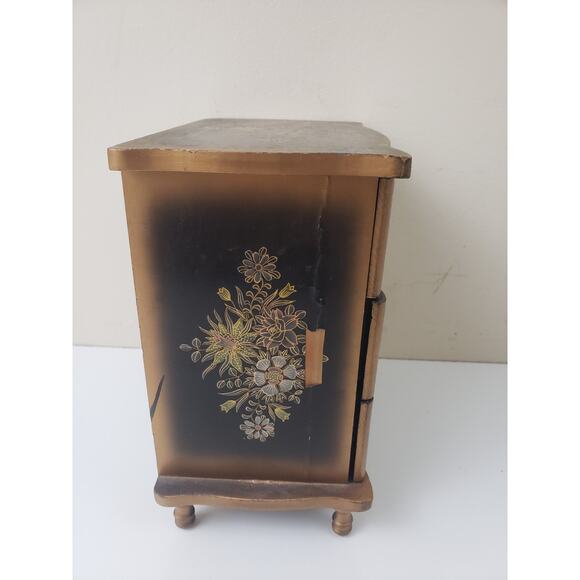 Vintage Nico Wooden 3 Drawer Musical Jewelry Box Cottagecore Made in Japan - Picture 5 of 12